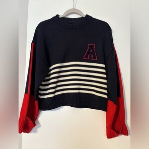 Anthropology Maeve Black and Red Striped Sweater